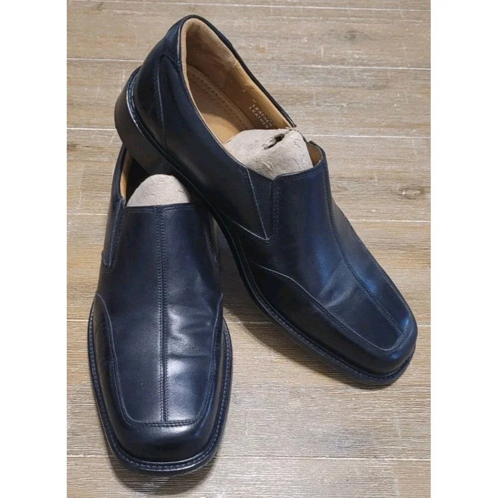 Bostonian Black Leather Slip On Loafer Men's Dress Shoes Size 9 M First Flex